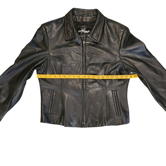 Maxima by Wilsons Women’s Black Genuine Leather Jacket Size L - Picture 4 of 13